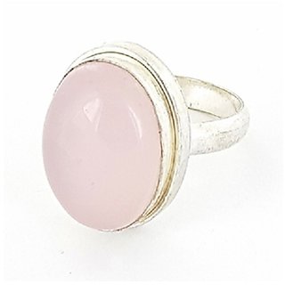                       9.5 Carat Original Natural Panchdhatu Certified rose quartz Adjustable silver Ring by JAIPUR GEMSTONE                                              