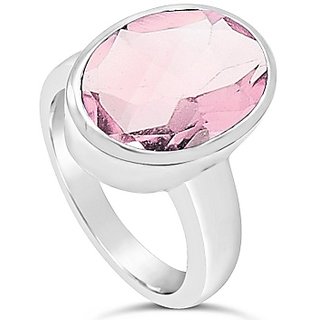                       rose quartz silver Ring Natural Unheated Stone 9.5 Carat For Astrological Purposeby JAIPUR GEMSTONE                                              