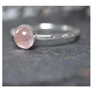                       Natural rose quartz stone 9.5 ratti Silver ring by JAIPUR GEMSTONE                                              