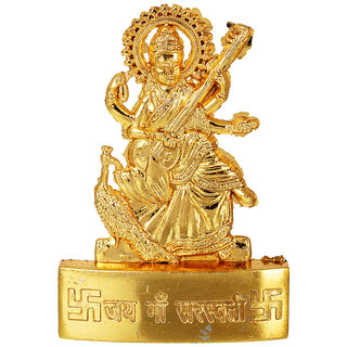 KESAR ZEMS Golden Plated Goddess Sarswati Idol Showpiece Statue for Temple and Home Dcor (3.5 x 0.5 x 5.5 Cm) Golden KESAR ZEMS Golden Plated Goddess Sarswati Idol Showpiece Statue for Temple and Home Dcor (3.5 x 0.5 x 5.5 Cm) Golden
