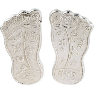                       KESAR ZEMS Mercury Goddess Laxmiji Charan Paduka Set (5 x 3 x 0.5 CM, Silver) 106 Gm.                                              