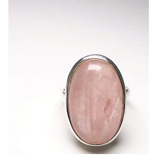                       rose quartz ADJUSTABLE Silver RING WITH NATURAL AND CERTIFIED 9.5 RATTI by JAIPUR GEMSTONE                                              