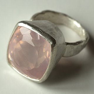                       Natural rose quartz Stone Lab Certified Silver 9.5 Carat Adjustable Ring by JAIPUR GEMSTONE                                              