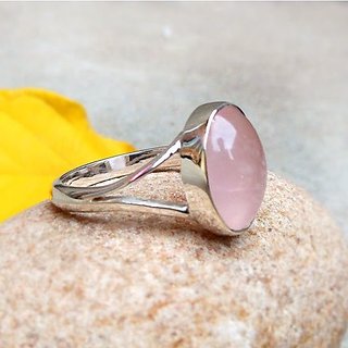                       rose quartz Astrological Stone 9.5 Ratti Certified Silver Ring by JAIPUR GEMSTONE                                              