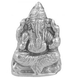                       KESAR ZEMS Mercury Lord Ganeshji Idol Parad Statue For Temple  Home Decor ( 3 x 1 x 4 Cm, Silver) 55Gm                                              