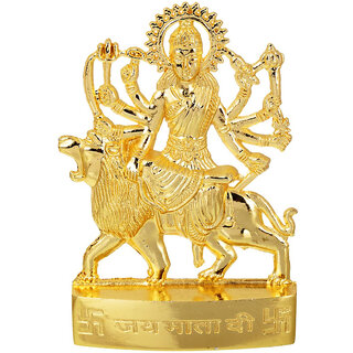                       KESAR ZEMS Golden Plated Goddess Durga Idol Statue for Temple and Home Dcor (5 x 1 x 7 CM) Golden                                              