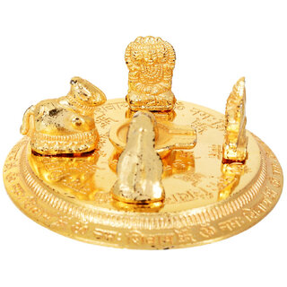                       KESAR ZEMS The Happy Family Of Lord Shiv Parivar Idol In Brass (9 cm x 9 cm x 4 cm) Golden                                              
