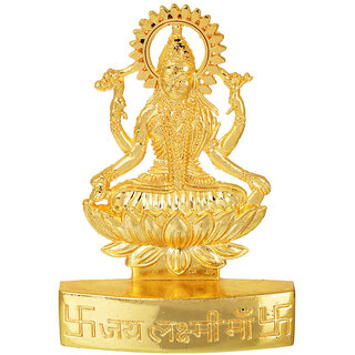                       KESAR ZEMS Golden Plated Goddess Laxmi Idol Showpiece Statue for Temple and Home Dcor (7 x 1 x10 CM) Zinc.                                              