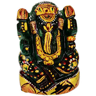                       KESAR ZEMS Shree Lord Ganesha Idol In Green Jade Stone Statue Ideal for Temple  Home Dcor (6 x 4 x 9 Cm)Green.                                              