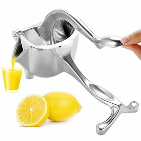 H'ENT Single Press Lemon Squeezer, Aluminum and Steel Lime Hand Squeezer (Silver)