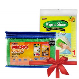FABLAS Multipurpose Microfiber Cleaning Cloth - 300 GSM (Pack of 5)  Free Gift Inside Worth RS 60, Multicolors