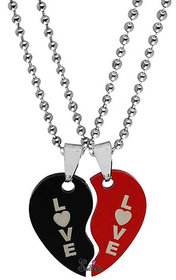 Sullery Valentine Day Gift  Love Broken Heart Couple Dual Locket With 2 Chain For Men and Women