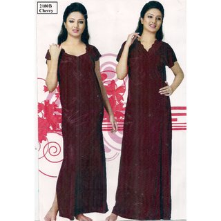                       women's 2pc Sleepwear set Babydoll  overcoat 2180B Maroon Night dress new bed fun Daily  Nightie  Robe                                              