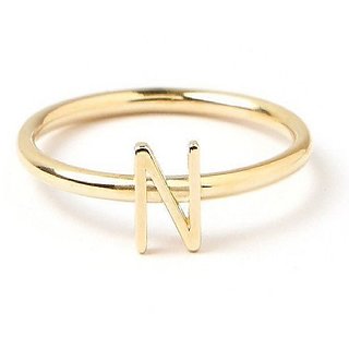                       Gold Plated Alphabet Letters Ring For Girls  Women by JAIPUR GEMSTONE                                              