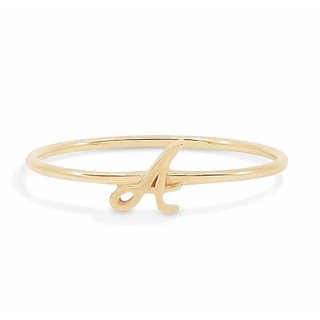                       Gold Plated Alphabet Letters Ring For Girls  Women by JAIPUR GEMSTONE                                              