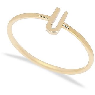                       Alphabet Pure gold plated Ring for girls and Women by JAIPUR GEMSTONE                                              