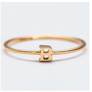                       Gold Plated Alphabet Letters Ring For Girls  Women by JAIPUR GEMSTONE                                              