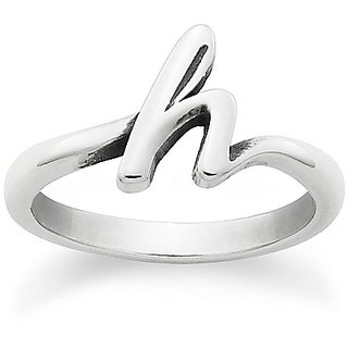                      JAIPUR GEMSTONE - Sterling Silver Alphabet beautiful ring for girls and women                                              