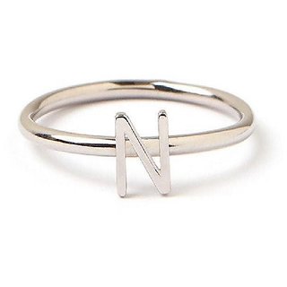                      Stylish Alphabet silver Ring For girls and women by JAIPUR GEMSTONE                                              