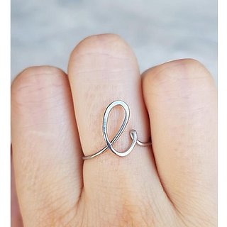                      Alphabet Pure Silver Ring for girls and Women by Ceylonmine                                              