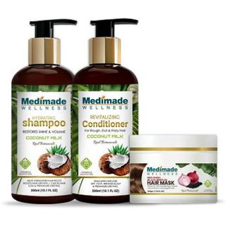                       Medimade Coconut Milk Shampoo + Conditioner and  Red Onion Hair Mask                                              