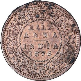 half anna,, 1876 fine conditon