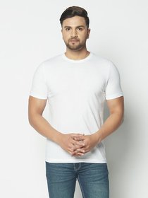 Glito Men White Half sleeve Slim Round Neck Fit T-Shirt