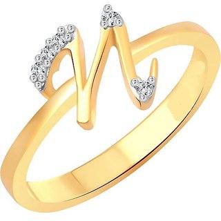                       Alphabet Pure gold plated american diamond ring  for girls and Women by Jaipur Gemstone                                              