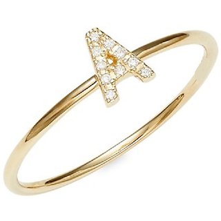                       Jaipur Gemstone  - gold plated Alphabet beautiful american diamond ring  for girls and women                                              