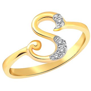                       Alphabet Pure gold plated american diamond ring  for girls and Women by Jaipur Gemstone                                              