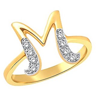                       Stylish Alphabet gold plated american diamond ring  For girls and women by Jaipur Gemstone                                              