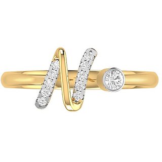                       Jaipur Gemstone Gold Plated Alphabets american diamond ring  For Women                                              