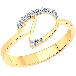                       Gold Plated Alphabet Letters american diamond ring  For Girls  Women by Jaipur Gemstone                                              