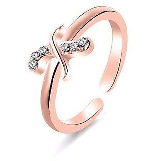                       Alphabet Pure gold plated american diamond ring  for girls and Women by Jaipur Gemstone                                              
