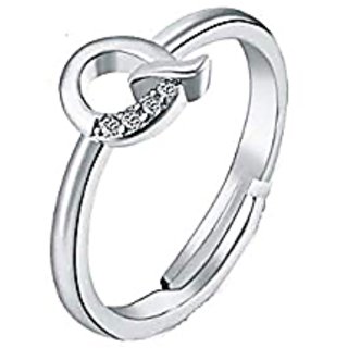                       Silver Alphabet Letters american diamond ring  For Girls & Women by Jaipur Gemstone                                              
