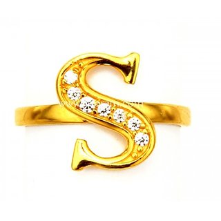                       Stylish Alphabet gold plated american diamond ring  For girls and women by Jaipur Gemstone                                              