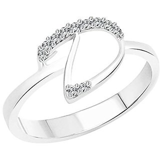                       Alphabets Silver american diamond ring  For Girls & Women by Jaipur Gemstone                                              