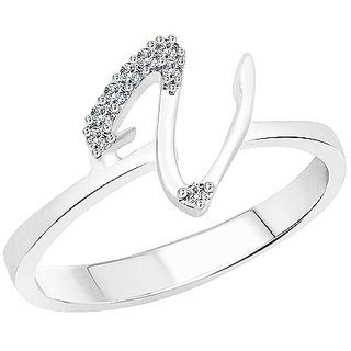                       Stylish Alphabet Silver american diamond ring  For girls and women by Jaipur Gemstone                                              