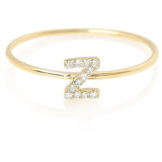                       Alphabet Pure gold plated american diamond ring  for girls and Women by Jaipur Gemstone                                              