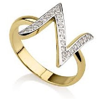                       fashionable Alphabet   gold plated american diamond ring  For girls and women by Jaipur Gemstone                                              