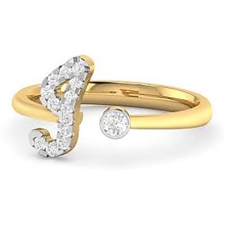                       Kundli Gems- gold plated Alphabet beautiful american diamond ring  for girls and women                                              