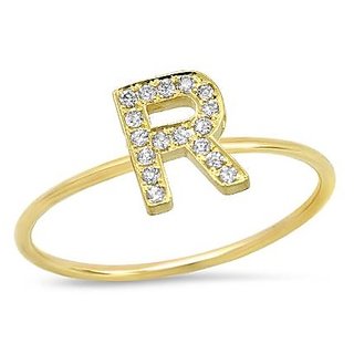                       fashionable Alphabet   gold plated american diamond ring  For girls and women by Jaipur Gemstone                                              