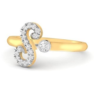                       Kundli Gems-gold plated Alphabet beautiful american diamond ring for girls and women                                              