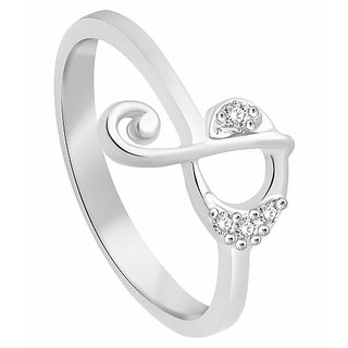                       Silver Alphabet american diamond ring  for girls and Women by Jaipur Gemstone                                              