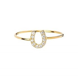                       gold plated Alphabet american diamond ring  for girls and Women by Jaipur Gemstone                                              