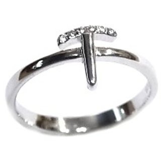                       Silver Alphabet Letters american diamond ring  For Men  Women by Jaipur Gemstone                                              