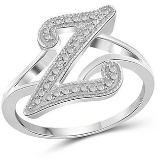                       Jaipur GemstoneSilver Alphabets american diamond ring  For Men  Women                                              