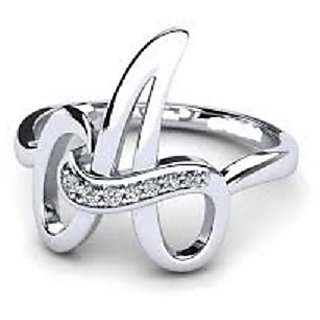 Jaipur Gemstone alphabets Silver american diamond ring  For Girls  Women