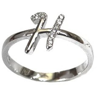                       Silver Alphabet american diamond ring  for girls and Women by Jaipur Gemstone                                              