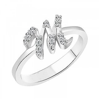                       Jaipur Gemstone alphabets Silver american diamond ring  for Men  Women                                              